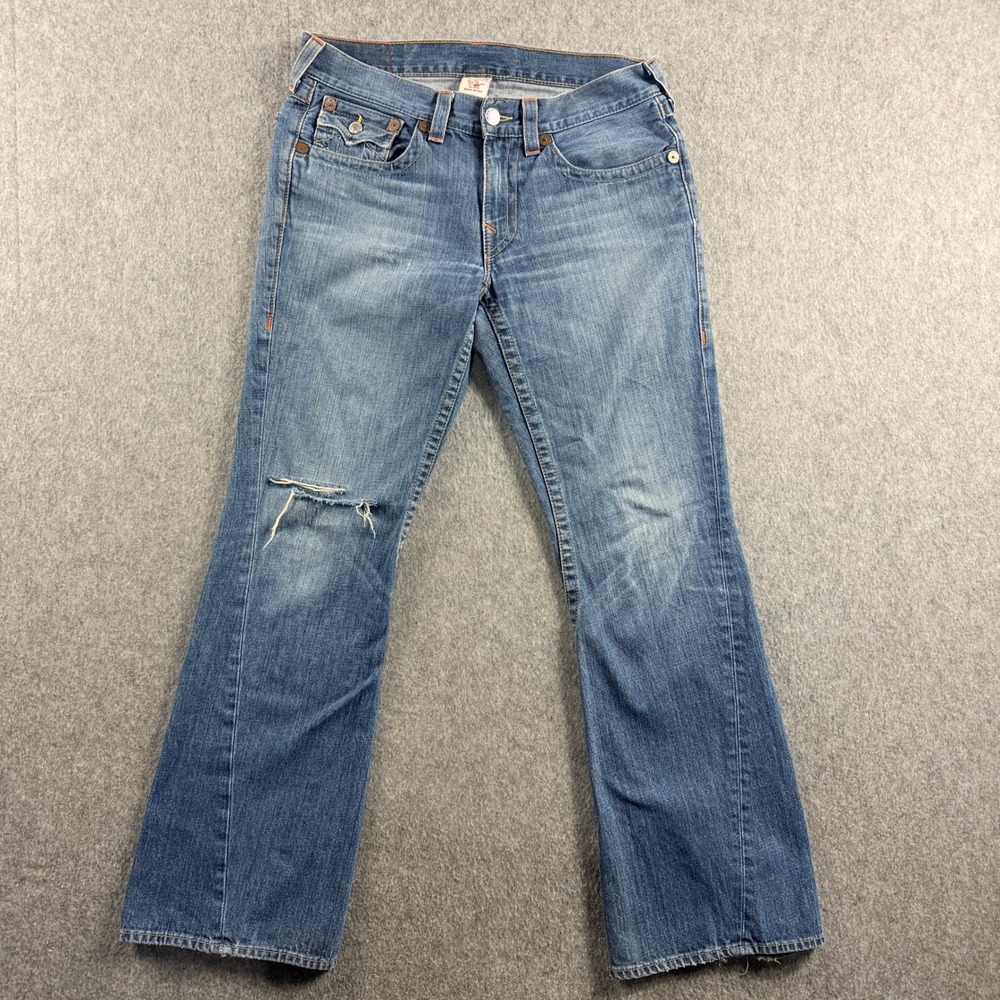 True Religion Joey Men's Jeans 18x34 Blue Flare Leg Cotton USA P1-803 OM Tag 34